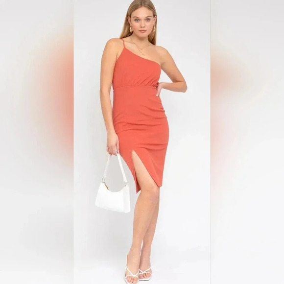 One Shoulder Sleeveless Midi Dress #350 - Picture 2 of 9
